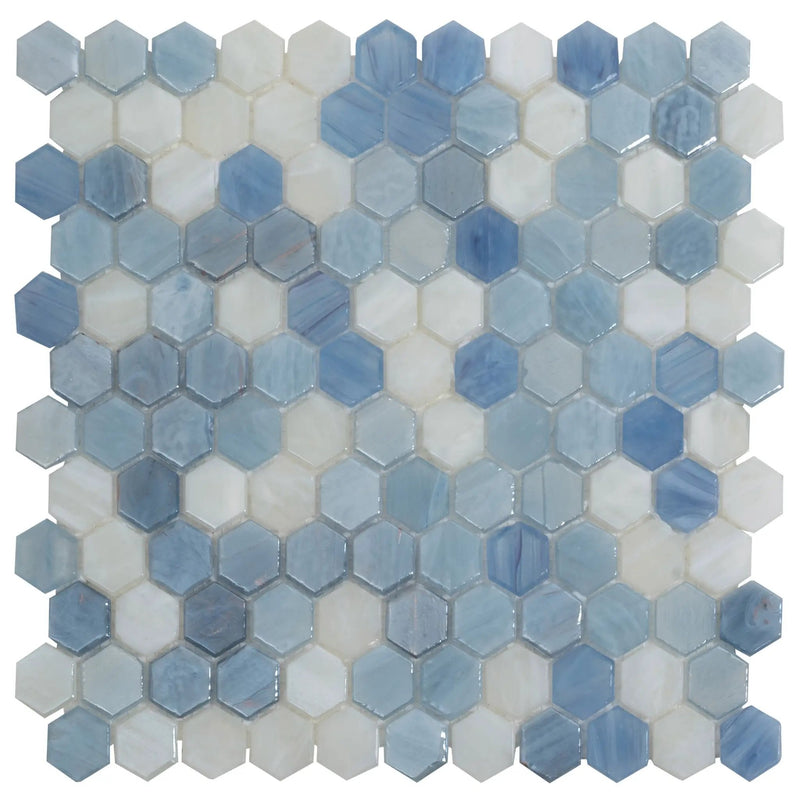 Light Blue 11x11 Glossy Hexagon Glass Mosaic Tile (10 pack, 8.63 sq ft/case) by Apollo Tile