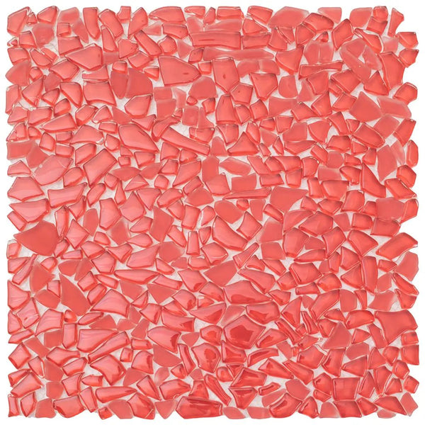 Red 11x11 Glossy Matte Multi-shaped Glass Mosaic Tile (5 pack, 4.36 sq ft/case), photo 2 of 7