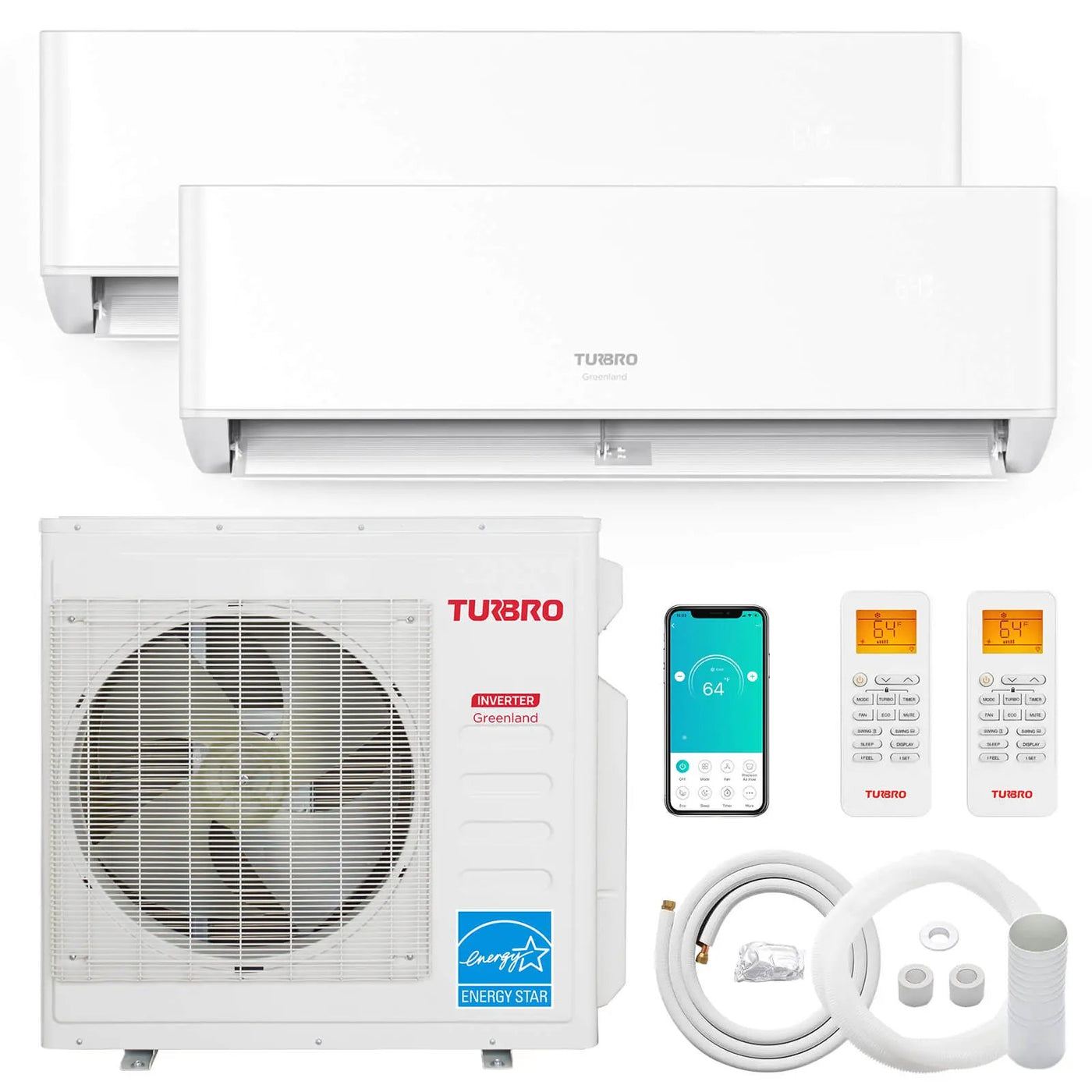 Greenland 36,000 BTU Dual Zone (2) Mini Split AC (R454B) by TURBRO