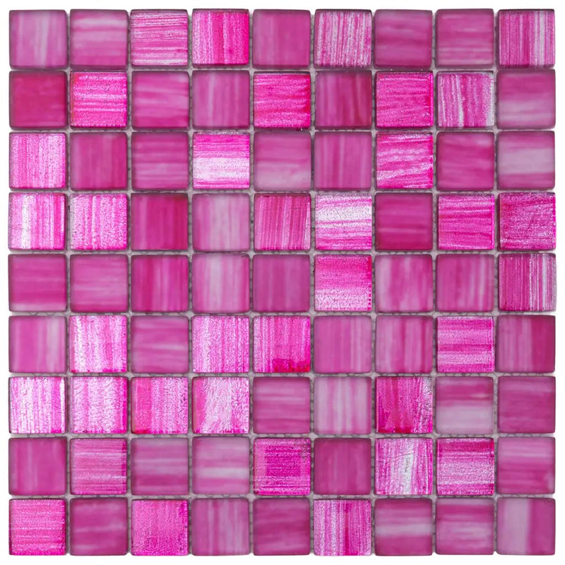 Fuchsia Pink 11x11 Glossy Matte Square Glass Mosaic Tile (5 pack, 4.43 sq ft/case) by Apollo Tile