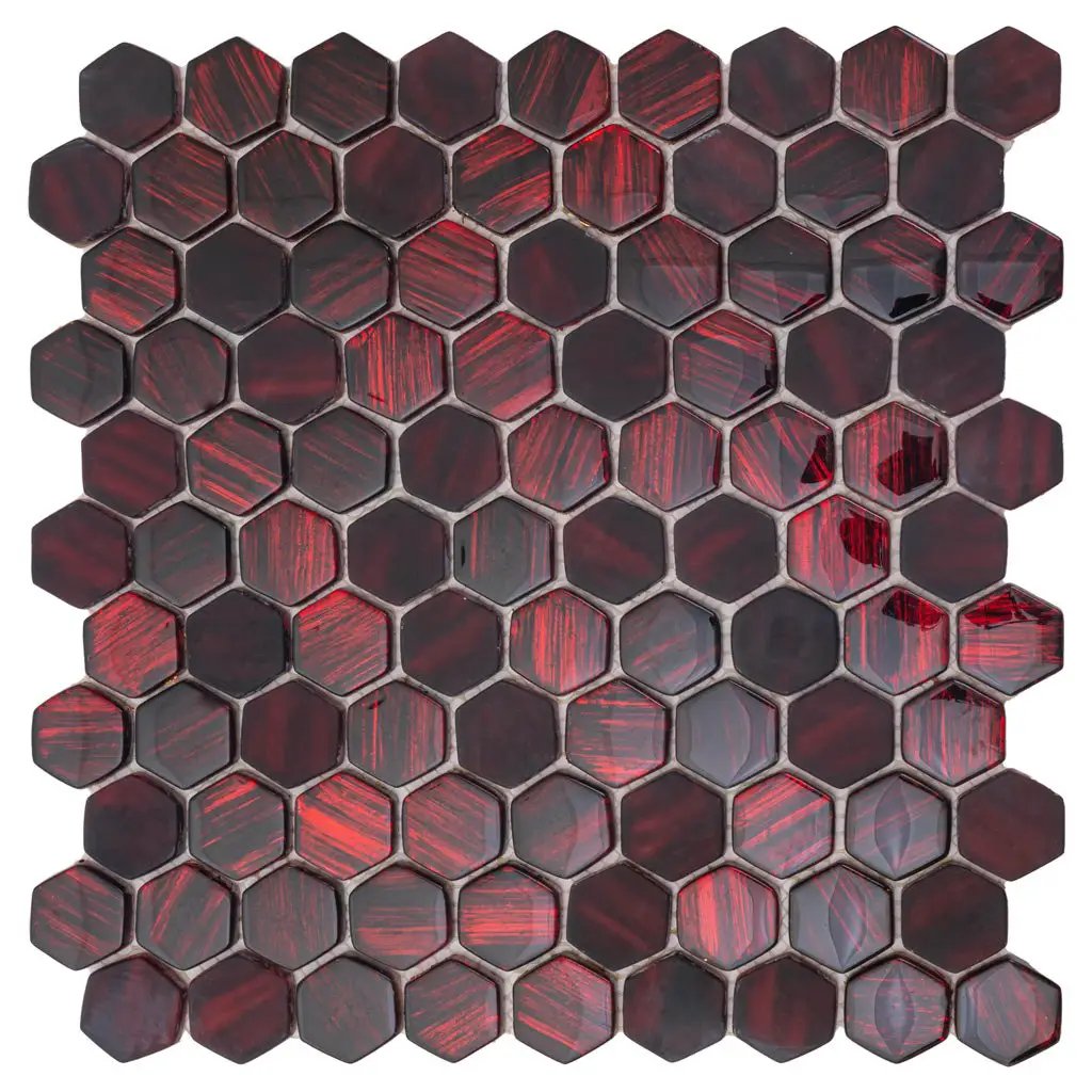 Berry Red 11x11 Glossy Matte Hexagon Glass Mosaic Tile (5 pack, 4.43 sq ft/case) by Apollo Tile