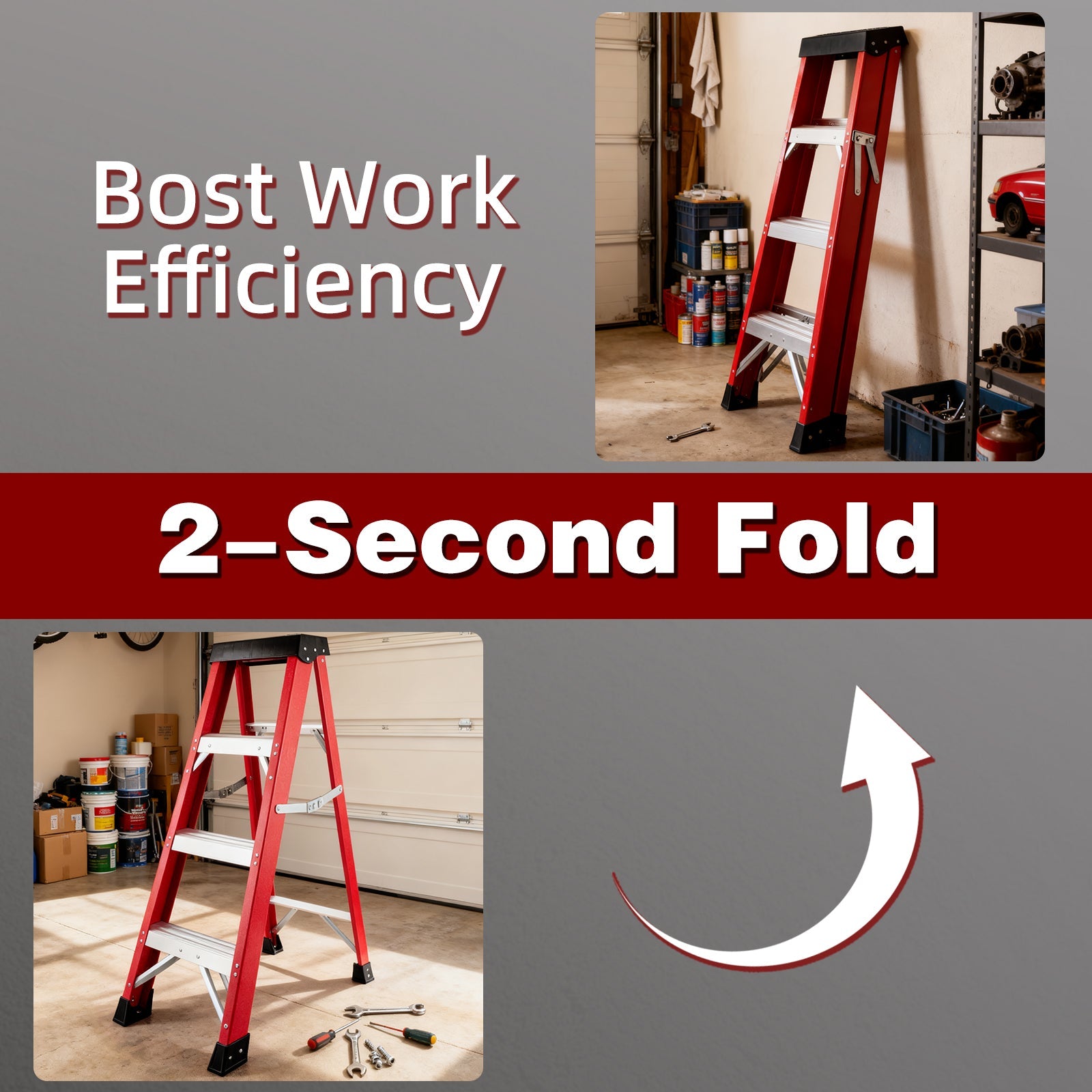 Fiberglass Single-Sided Stepladder for Electrical and Construction Use by HouseOfZazla