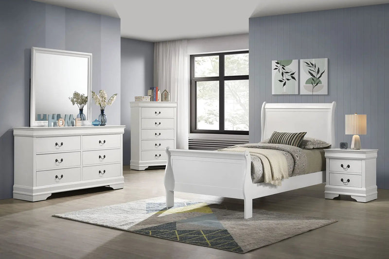 Louis Philippe 47-inch Twin Sleigh Panel Bed White by Unique Piece Furniture