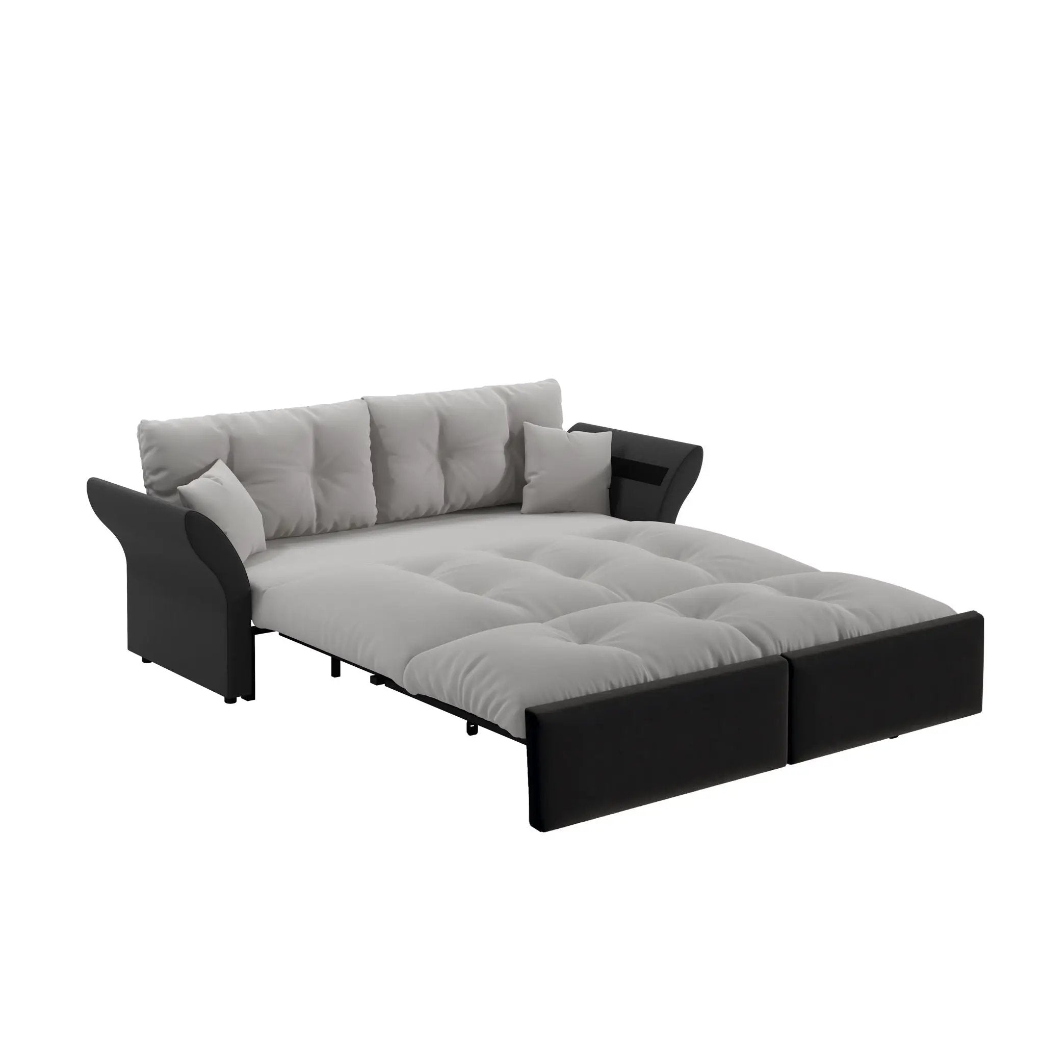 Queen Pull Out Sofa Bed, 3 In 1 Convertible Sleeper Tufted With 2 Soft Pillows by HouseOfZazla