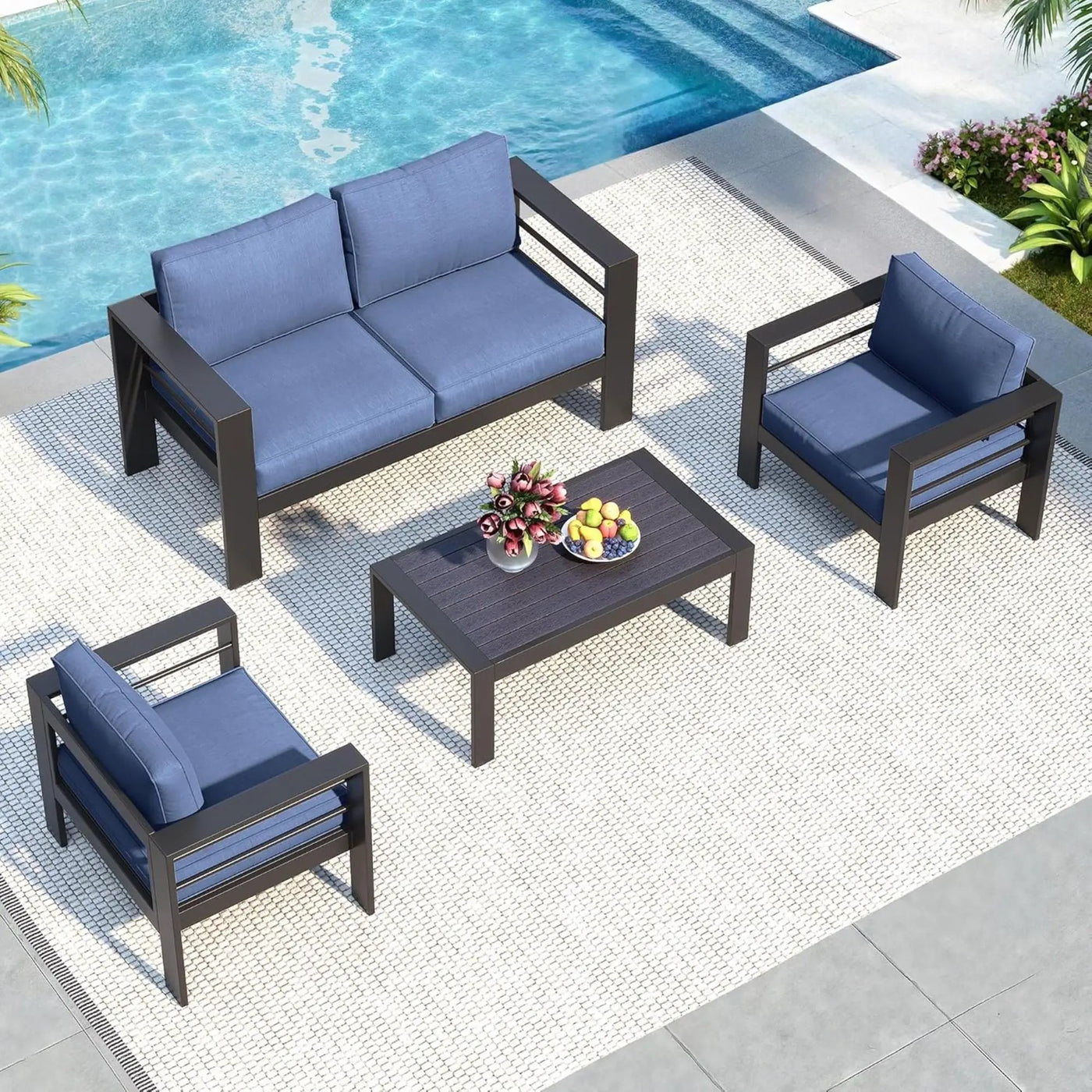 Outdoor Patio Set, All-Weather With Thick Cushions by HouseOfZazla