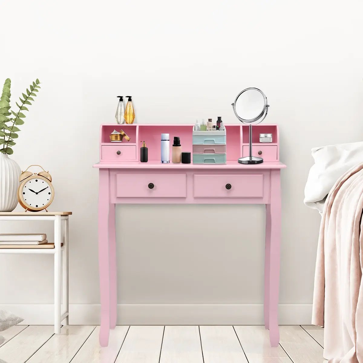 Writing Desk 2-Tier Vanity Desk Computer Desk with 4 Drawers by DirectDeals