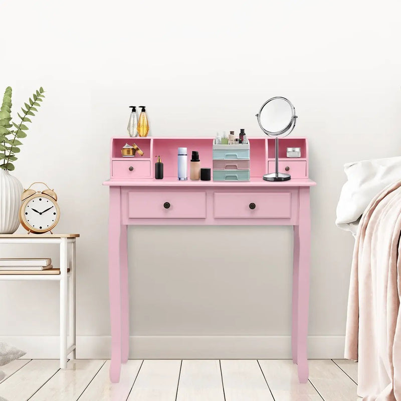 Writing Desk 2-Tier Vanity Desk Computer Desk with 4 Drawers by DirectDeals