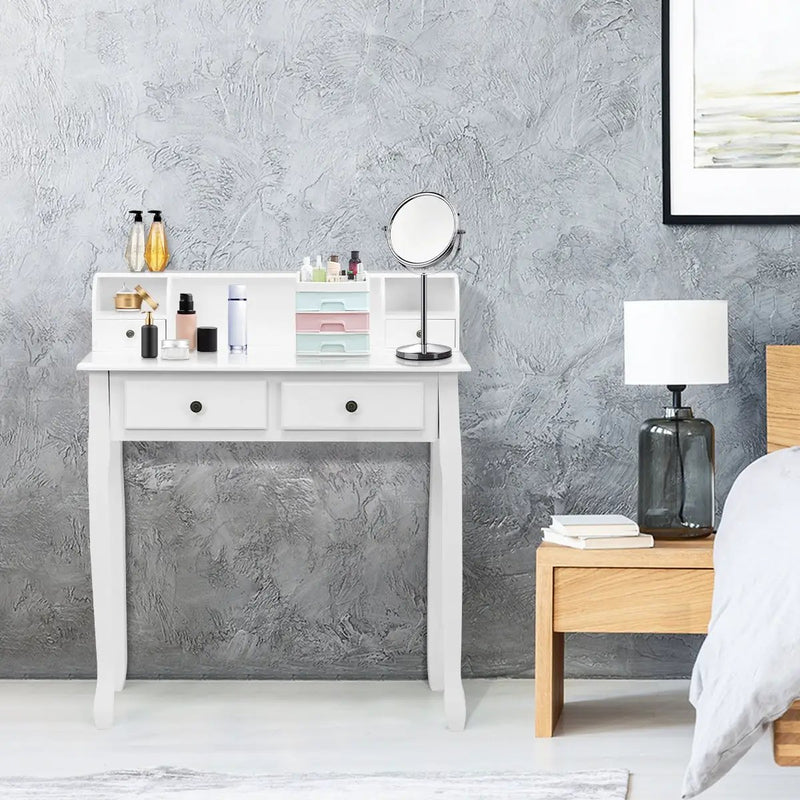 Writing Desk 2-Tier Vanity Desk Computer Desk with 4 Drawers by DirectDeals