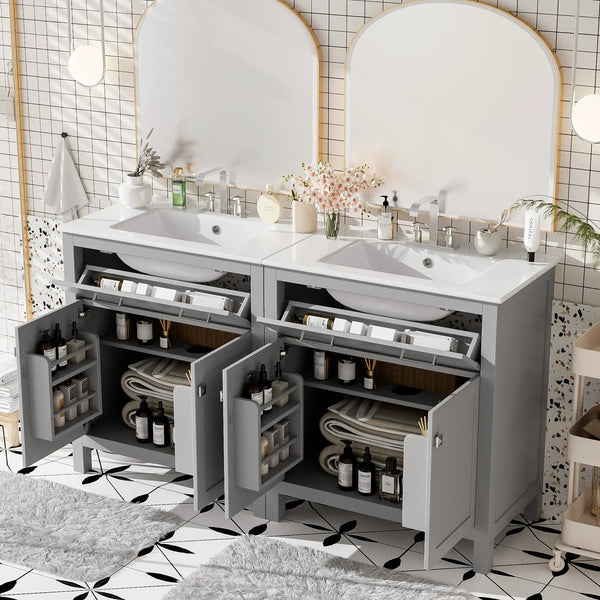 60" Modern Black Bathroom Vanity Set, photo 2 of 10