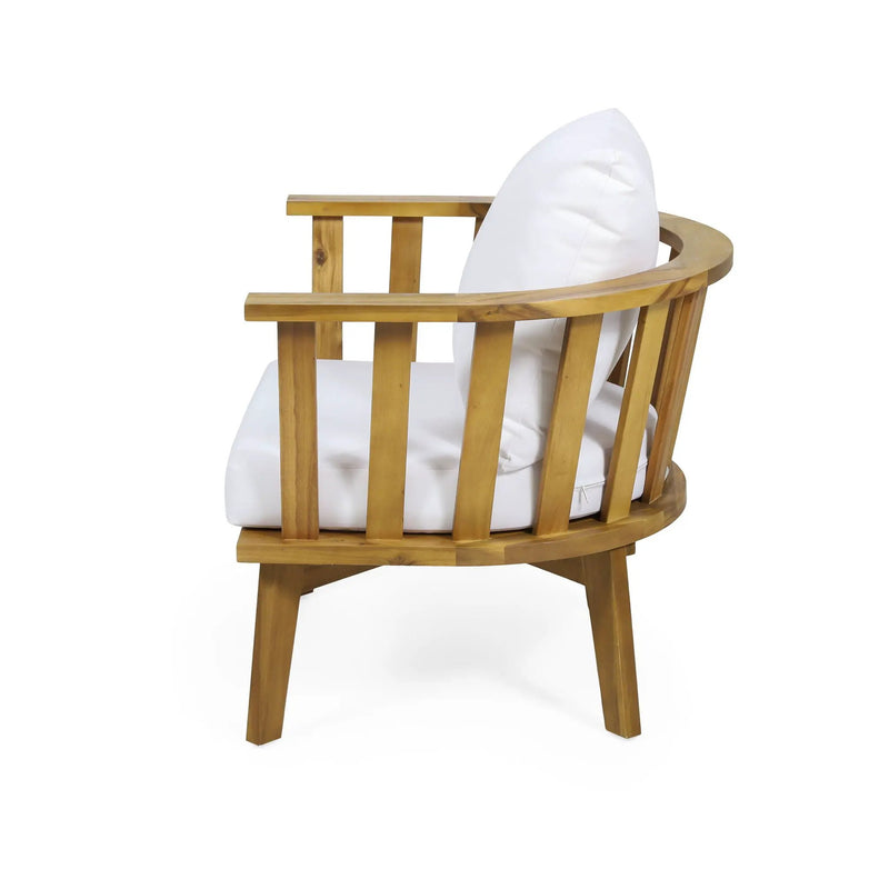 Outdoor Club Chair with Curved Backrest and Frame - White by HouseOfZazla