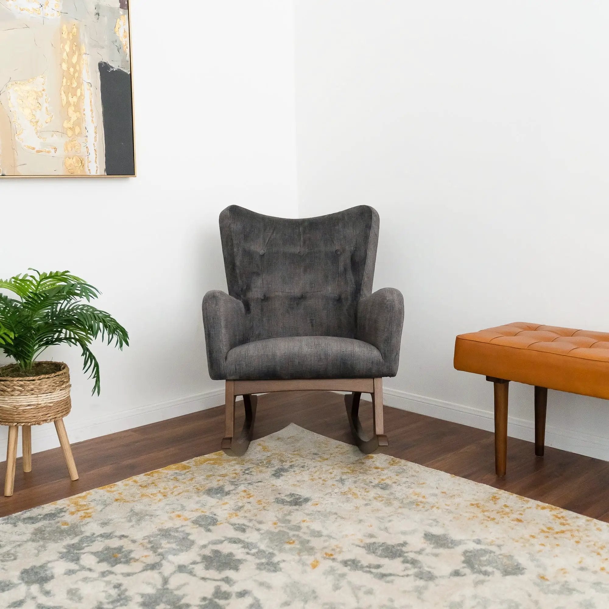 Alistair - Rocking Chair - Brown / Dark Gray by HouseOfZazla