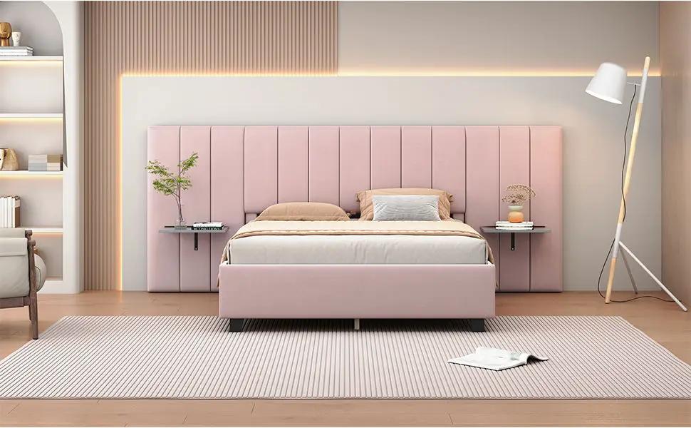 Upholstered Platform Bed With Big Headboard by HouseOfZazla