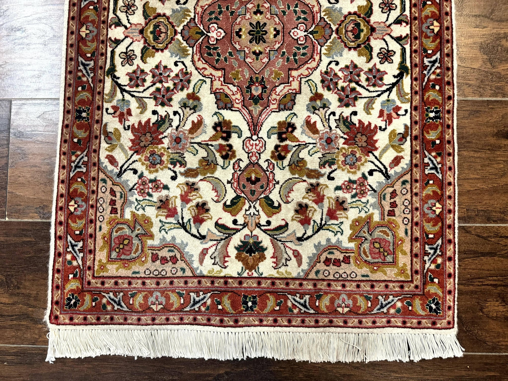 Small Persian Tabriz Rug 2x3, Floral Medallion, Wool and Silk, 340 KPSI by Jewel Rugs