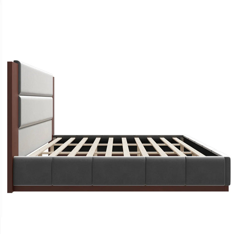 Modern Upholstered Platform Bed With Extended Headboard by HouseOfZazla