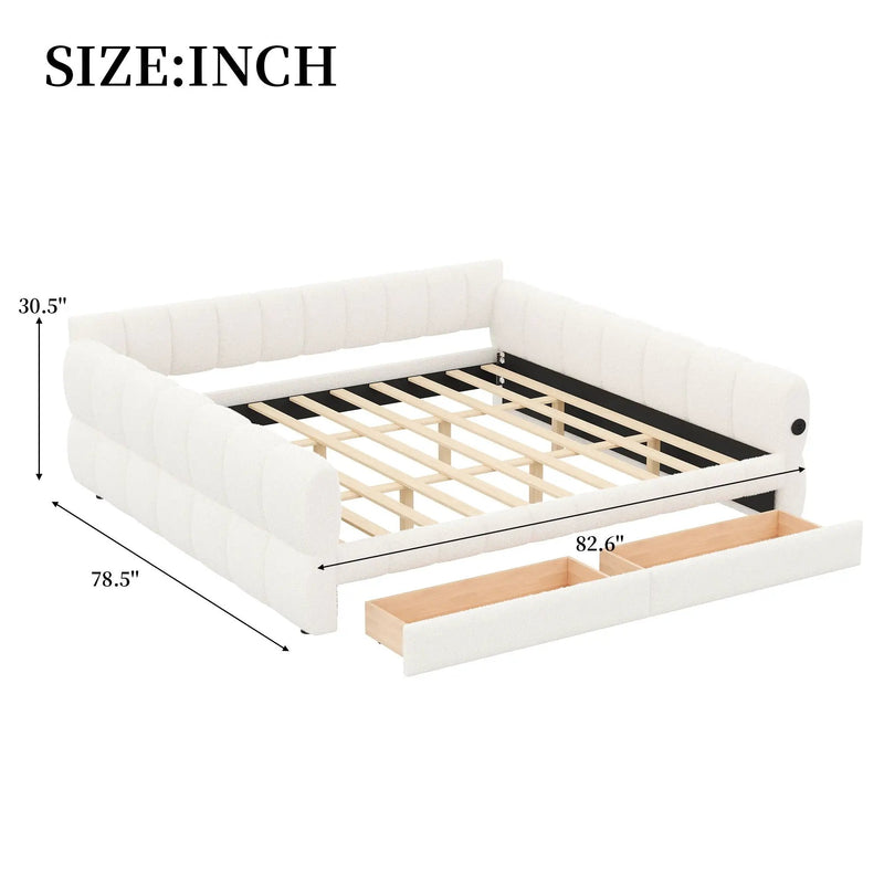 Upholstered Platform Bed With USB Charging And 2 Storage Drawers by HouseOfZazla