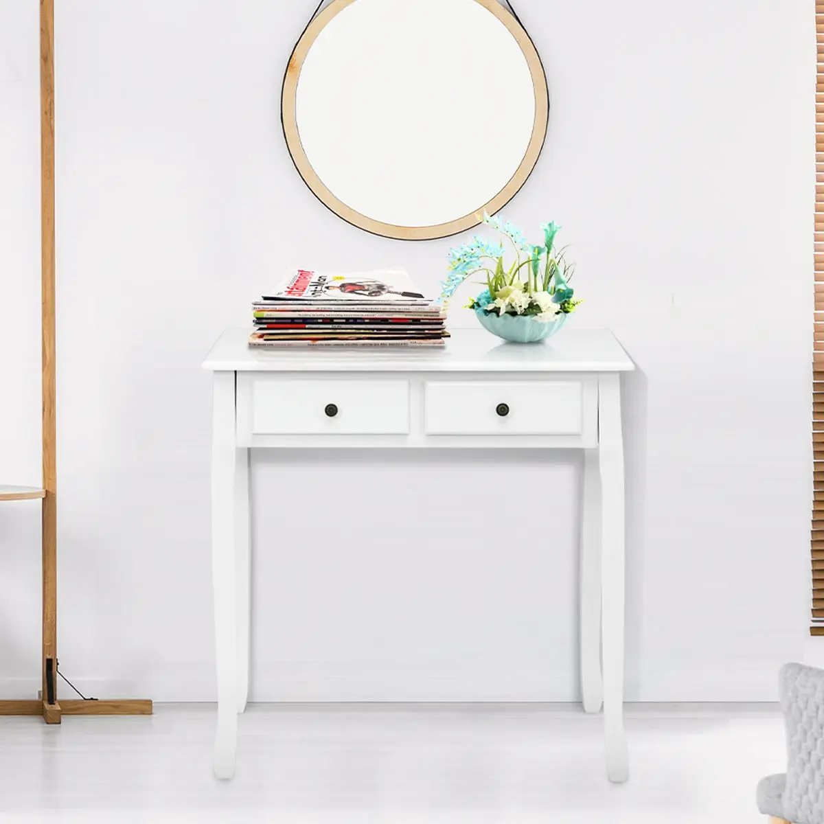 Writing Desk 2-Tier Vanity Desk Computer Desk with 4 Drawers by DirectDeals