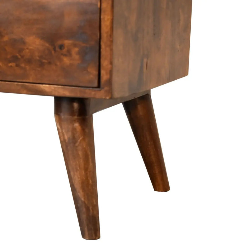 Classic Chestnut Nightstand, 2-Drawers, 1 Open-Slot, Nordic Legs by HouseOfZazla