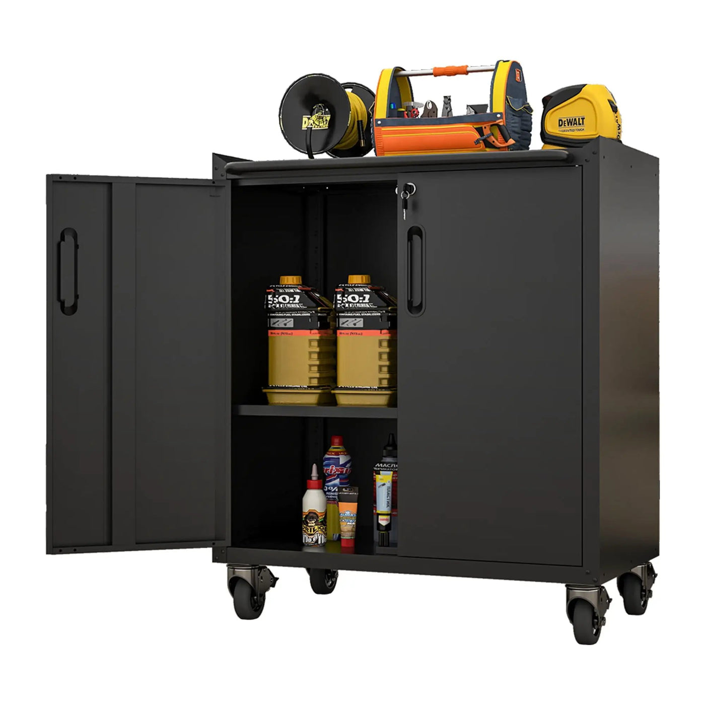 Heavy Duty Metal Garage Storage Cabinet With Wheels Sturdy Tool Organizer by HouseOfZazla