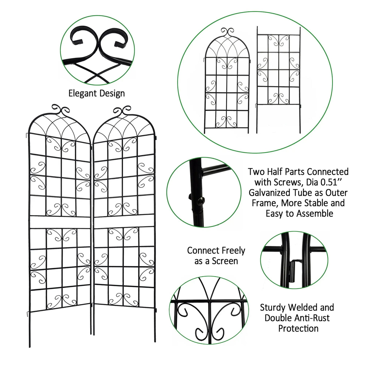 Metal Garden Rustproof Trellis For Climbing Plants Outdoor Flower Support by HouseOfZazla