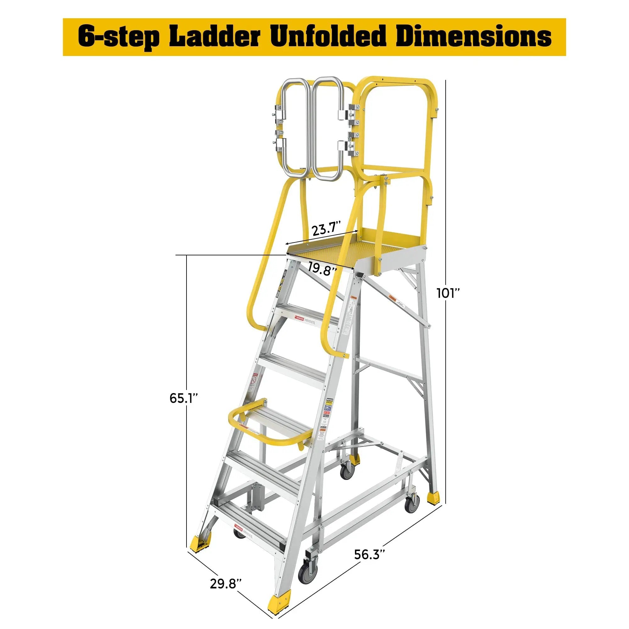 6 Step 375lbs Aluminum Rolling Platform Ladder by HouseOfZazla
