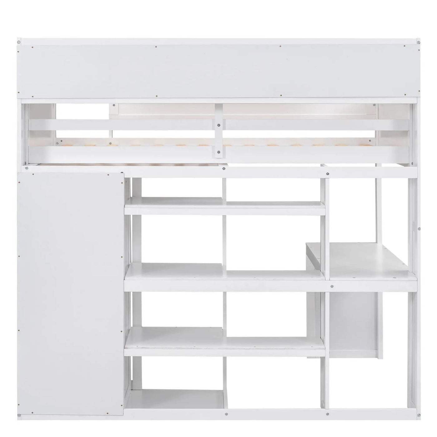 Loft Bed With Built In Desk, Storage Shelves, And Wardrobe by HouseOfZazla