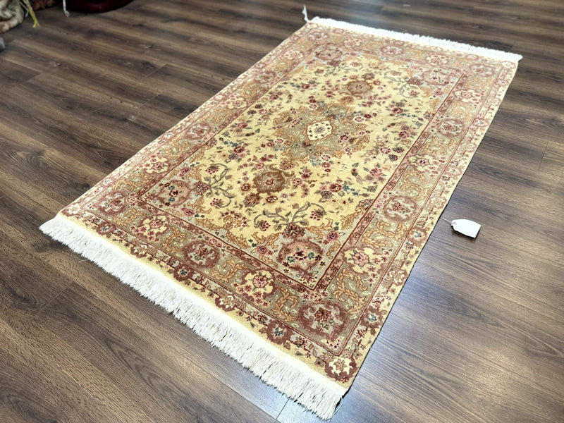 Sino Persian Rug 4x6, Wool and Silk Highlights, Fine 200 KPSI by Jewel Rugs
