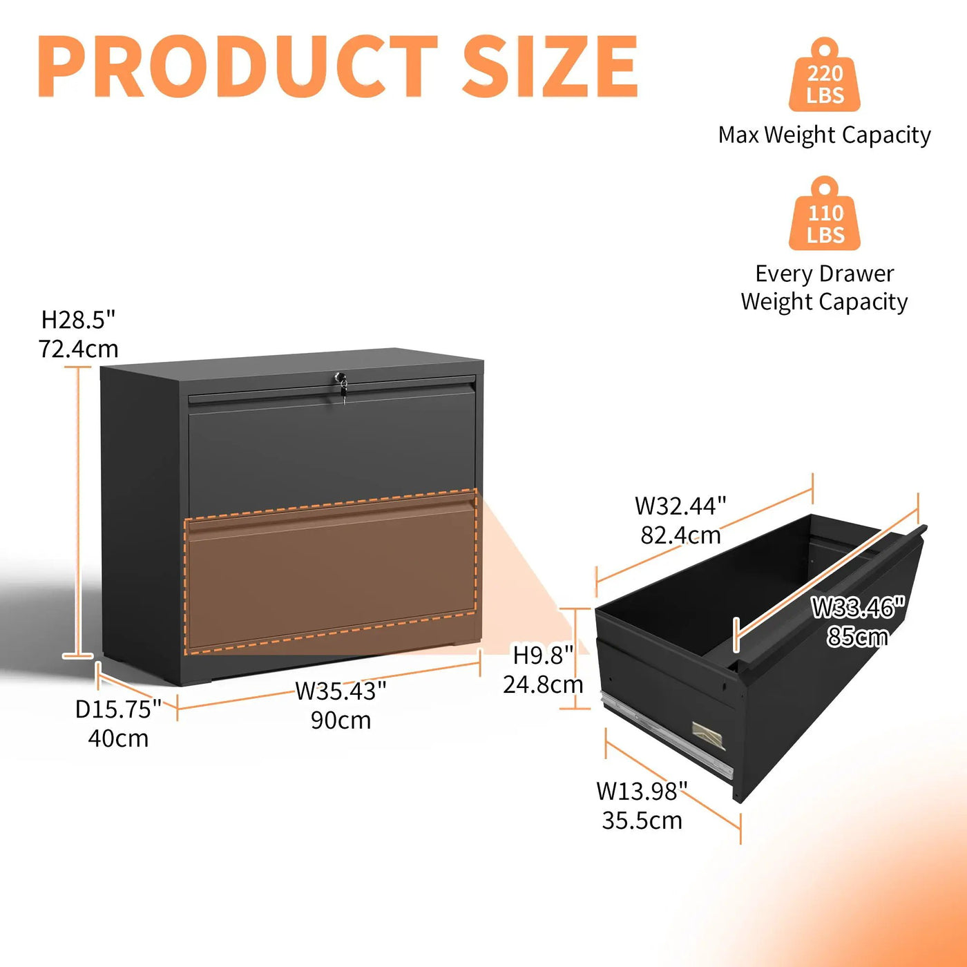 Lateral File Cabinet, Heavy Duty Filing Holds Letter/Legal/A4 Files by HouseOfZazla