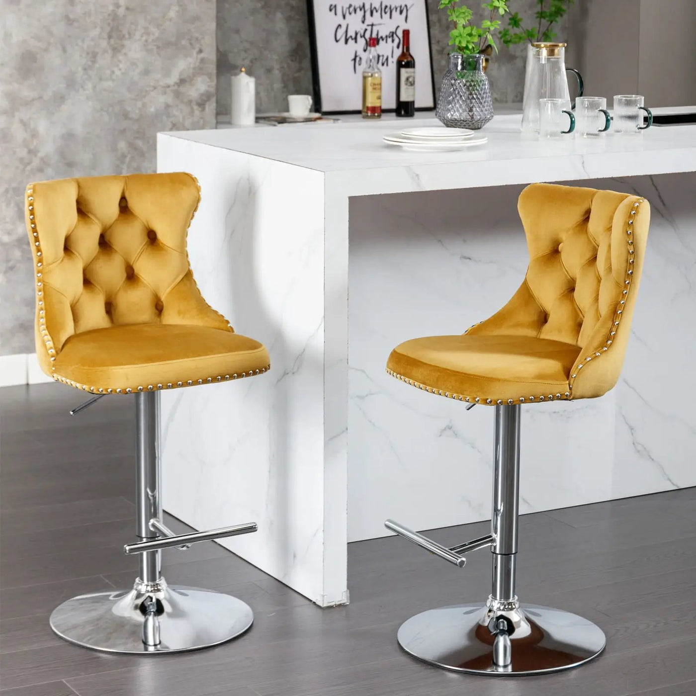 Swivel Adjustable Height Barstools Set of 2 by HouseOfZazla