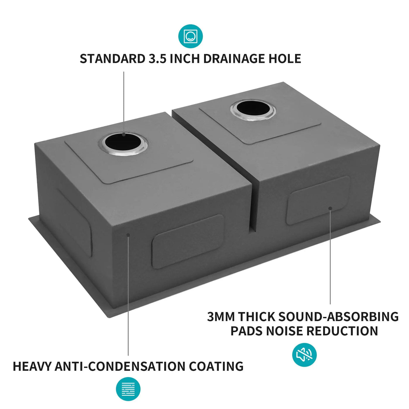 Modern Double Bowl Undermount Sink Design With 10" Deep Basins by HouseOfZazla