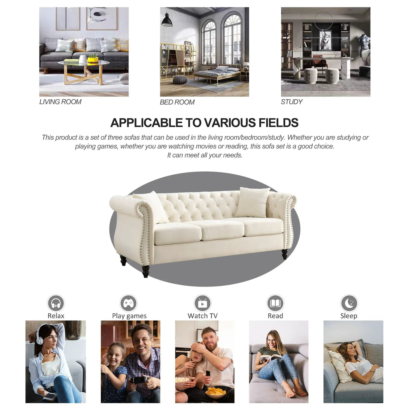 Chesterfield Sofa With Rolled Arms And Nailhead Trim by HouseOfZazla