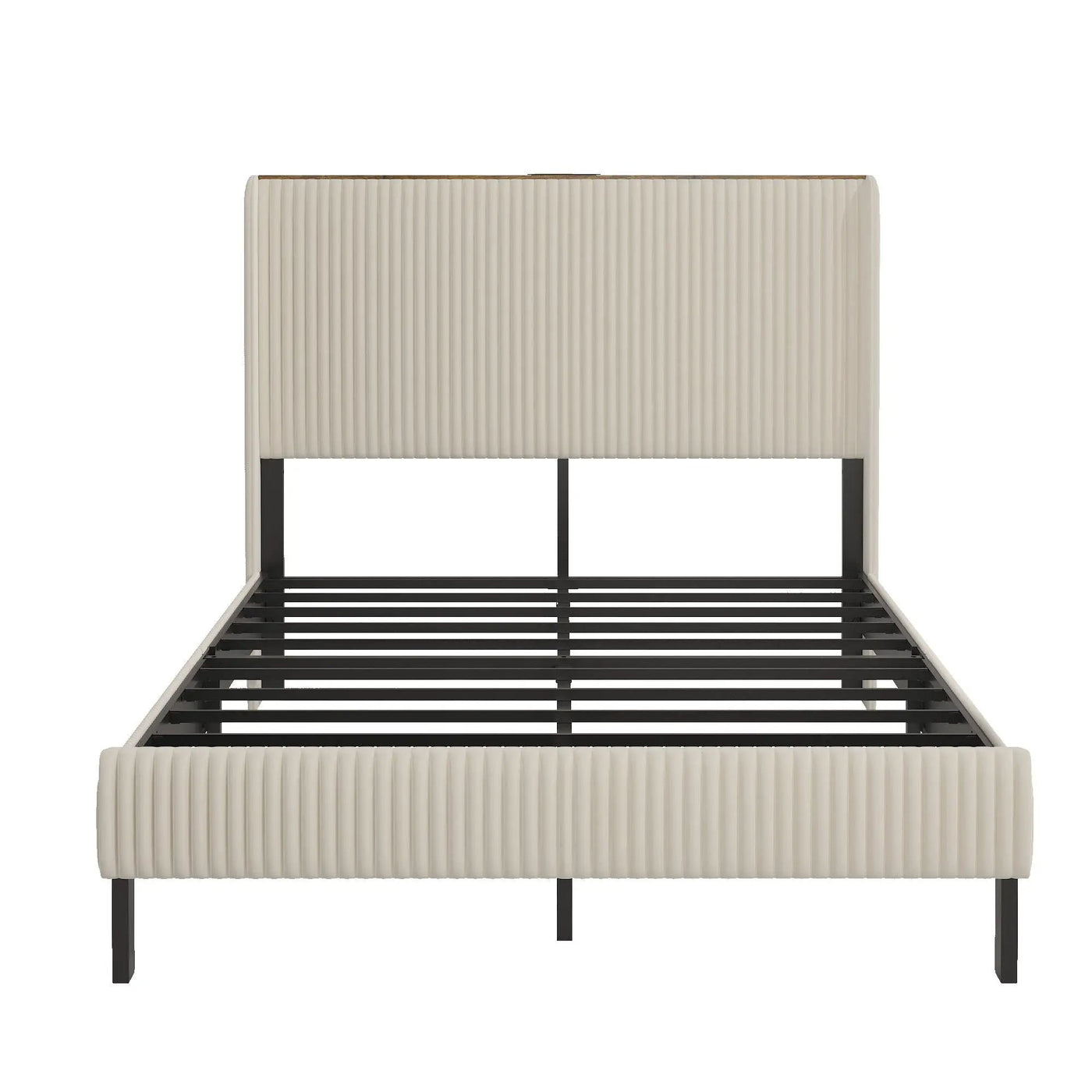 Platform Bed With Metal Frame And Charging Station by HouseOfZazla