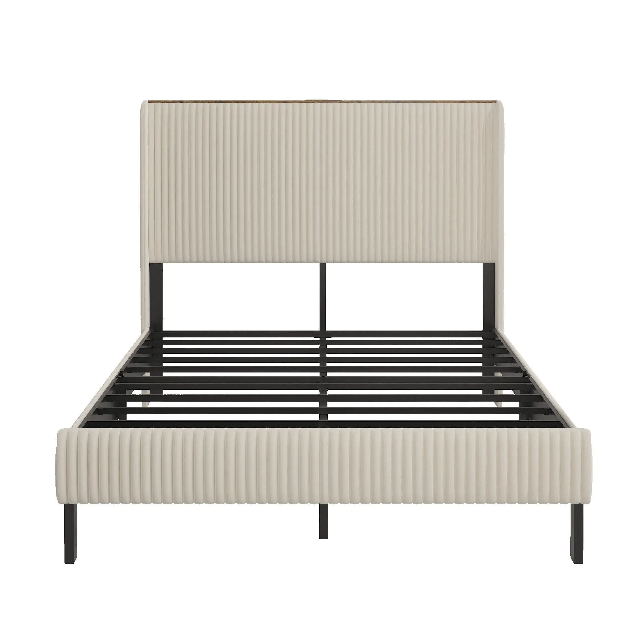 Platform Bed With Metal Frame And Charging Station by HouseOfZazla
