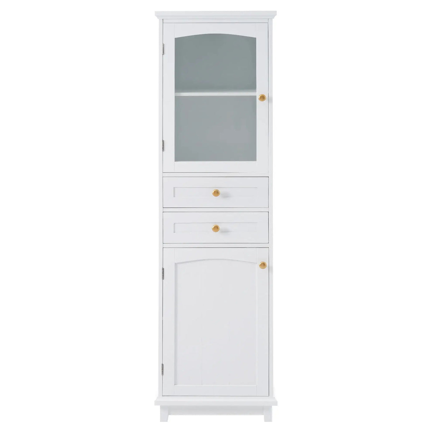Tall Bathroom Storage Cabinet With Glass Doors, Free-Standing, Two Drawers, And Adjustable Shelves, Board, Painted Perfect For Displaying Your Favorite Items by HouseOfZazla