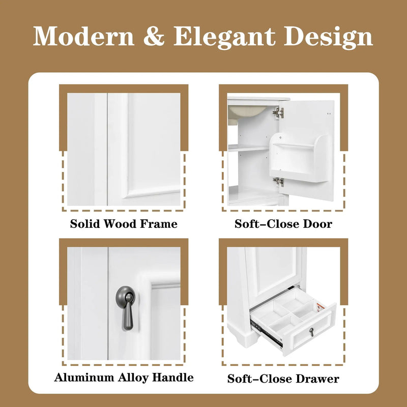 Bathroom Vanity With Sink, Soft Close Door, Adjustable U-Shaped Shelf by Unique Piece Furniture