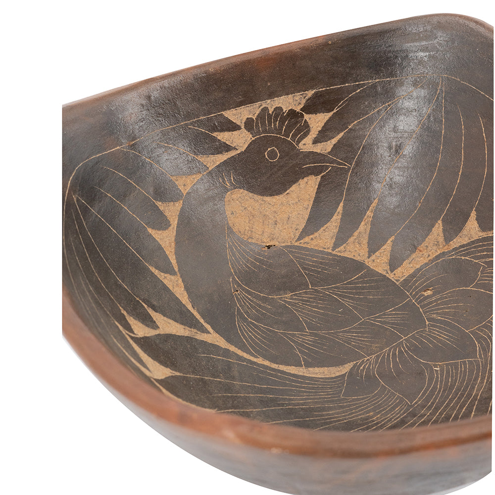 Artisanal Terracotta Decorative Bowl with Hand-Etched Detail - Brown, photo 5 of 9