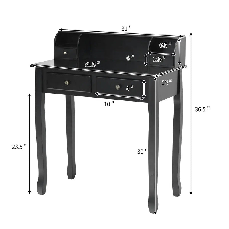 Writing Desk 2-Tier Vanity Desk Computer Desk with 4 Drawers by DirectDeals