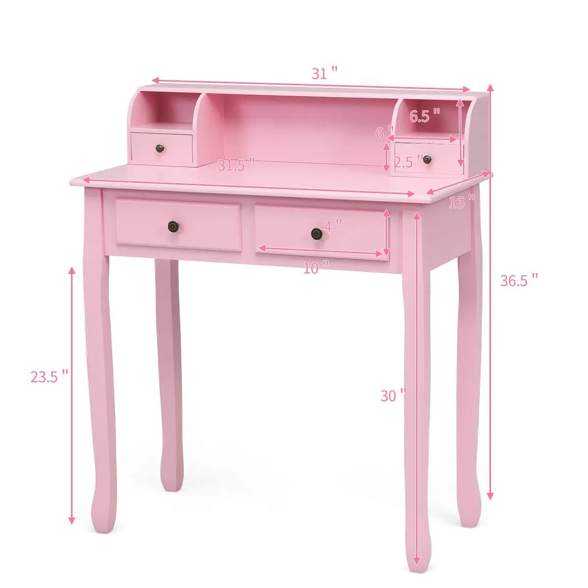 Writing Desk 2-Tier Vanity Desk Computer Desk with 4 Drawers by DirectDeals