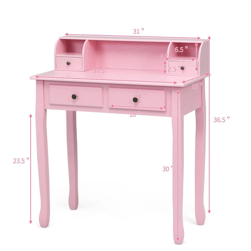 Writing Desk 2-Tier Vanity Desk Computer Desk with 4 Drawers by DirectDeals