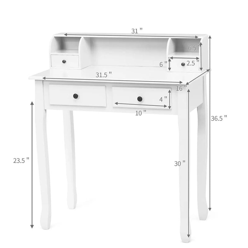 Writing Desk 2-Tier Vanity Desk Computer Desk with 4 Drawers by DirectDeals