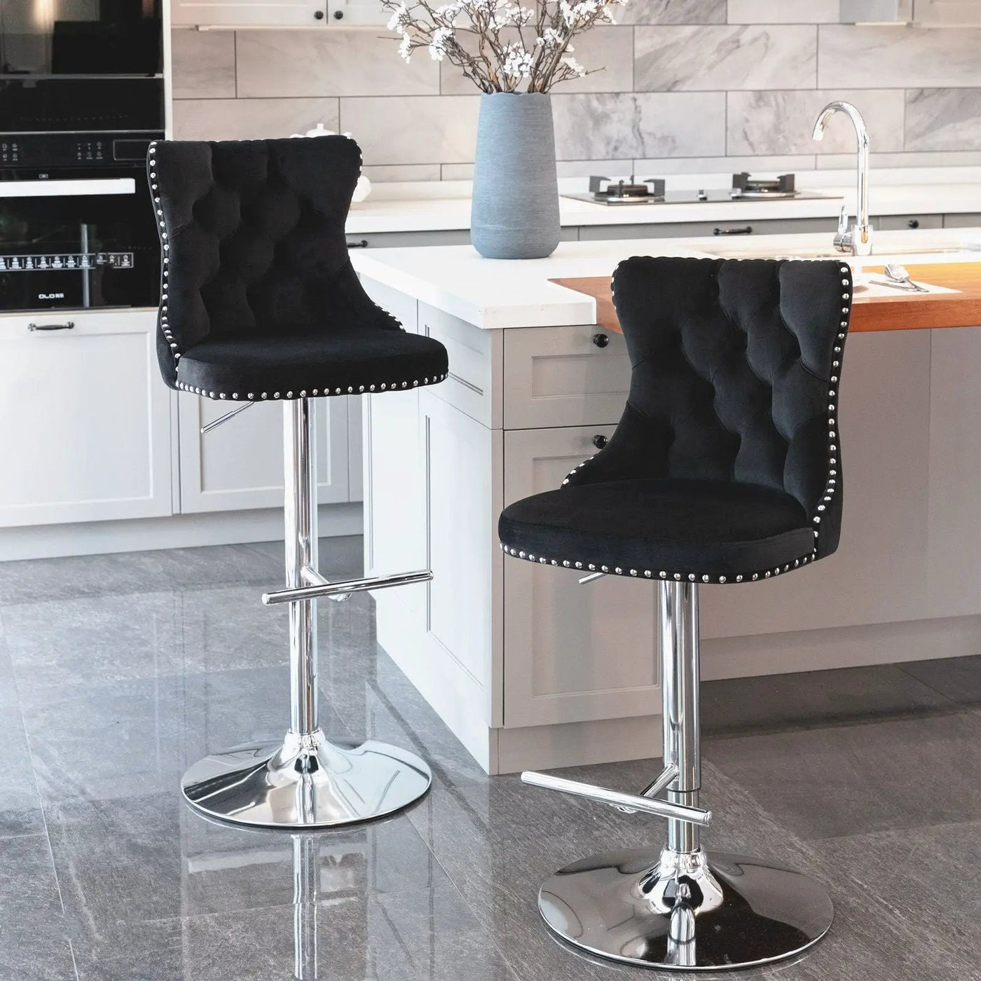 Swivel Adjustable Height Barstools Set of 2 by HouseOfZazla