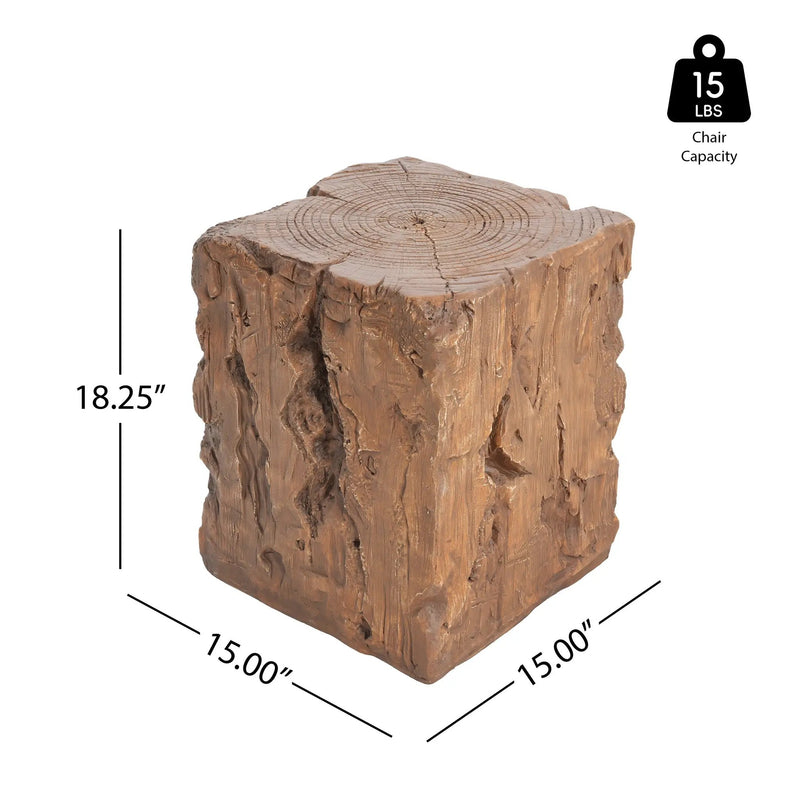 Amira Outdoor and Indoor Stump Shape MGO Side Table Brown Finish by HouseOfZazla