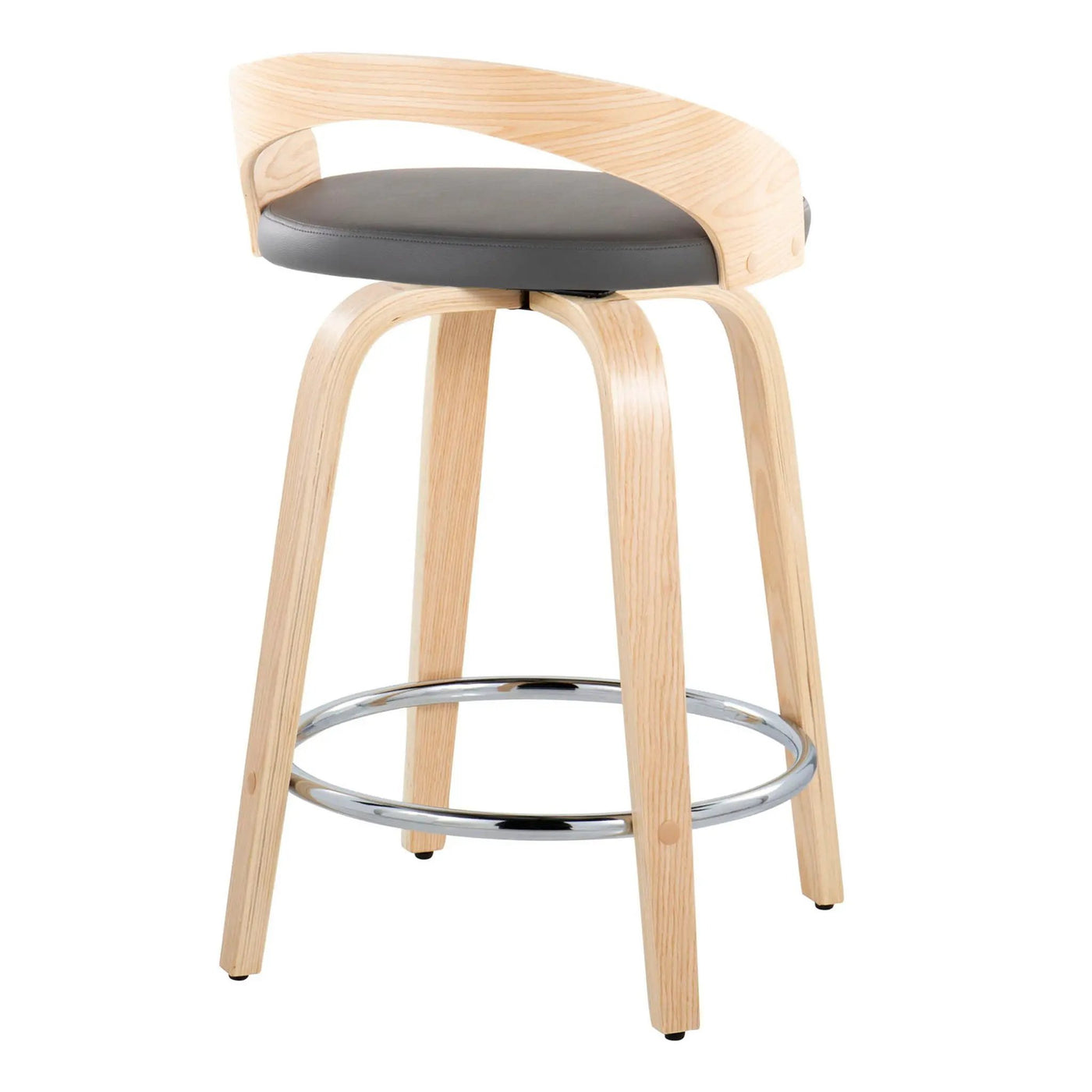 Grotto - Contemporary Fixed Height Counter Stool & Swivel, Round Footrest (Set of 2) by HouseOfZazla