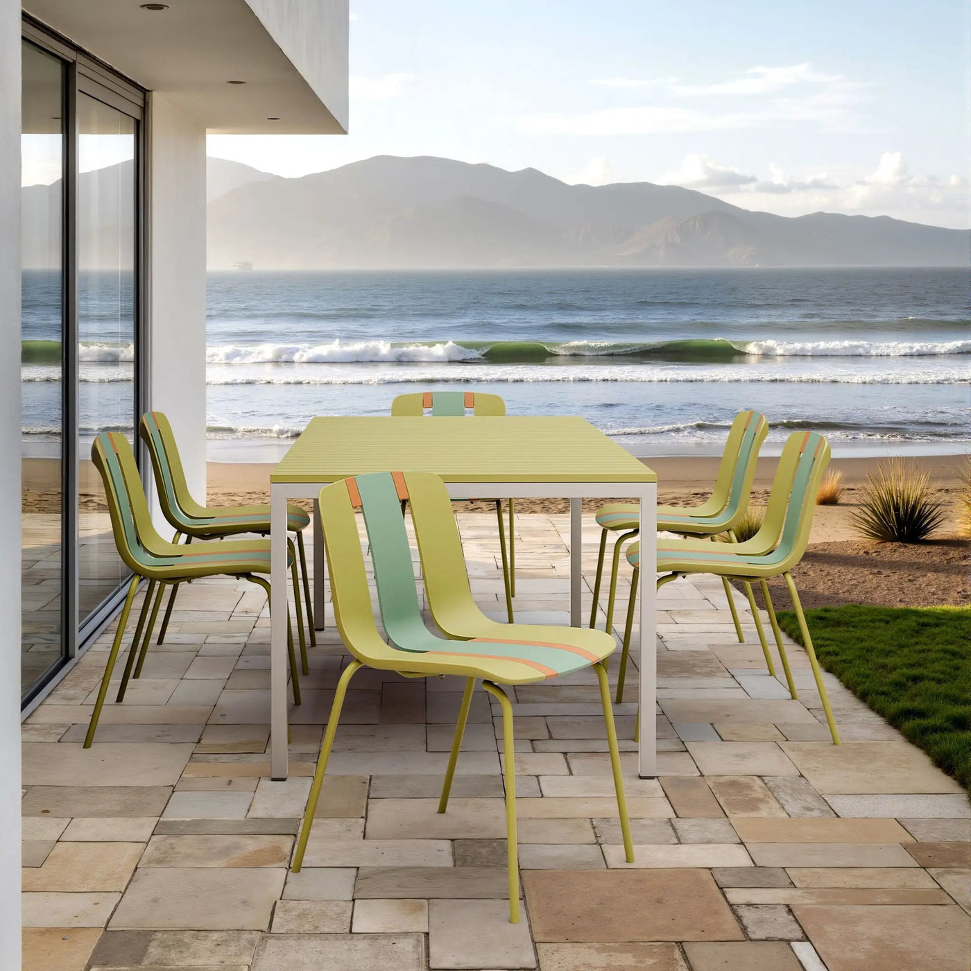 Modern Striped Blocking Single Chairs Set of 4 by HouseOfZazla