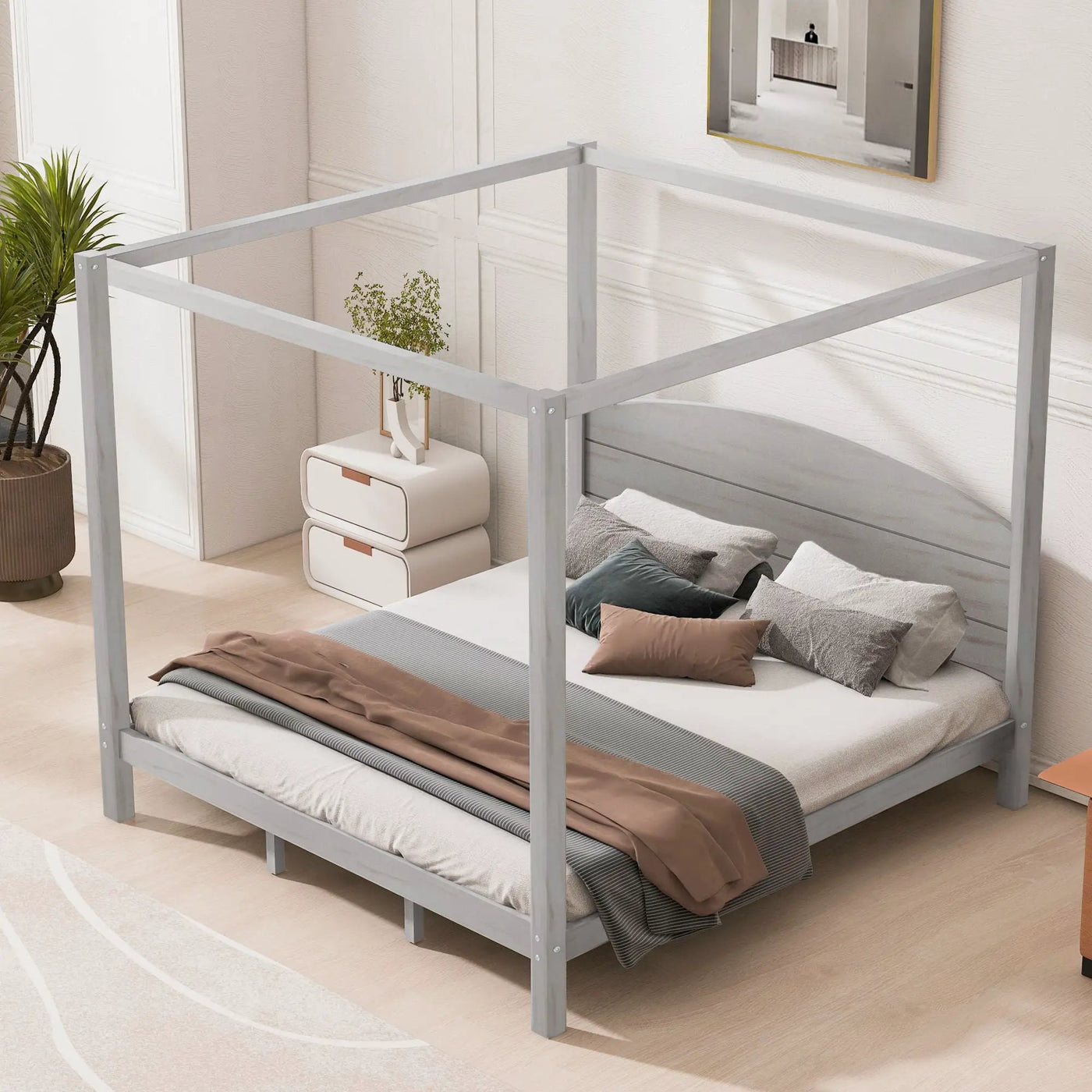 anopy Platform Bed With Headboard And Support Legs by HouseOfZazla
