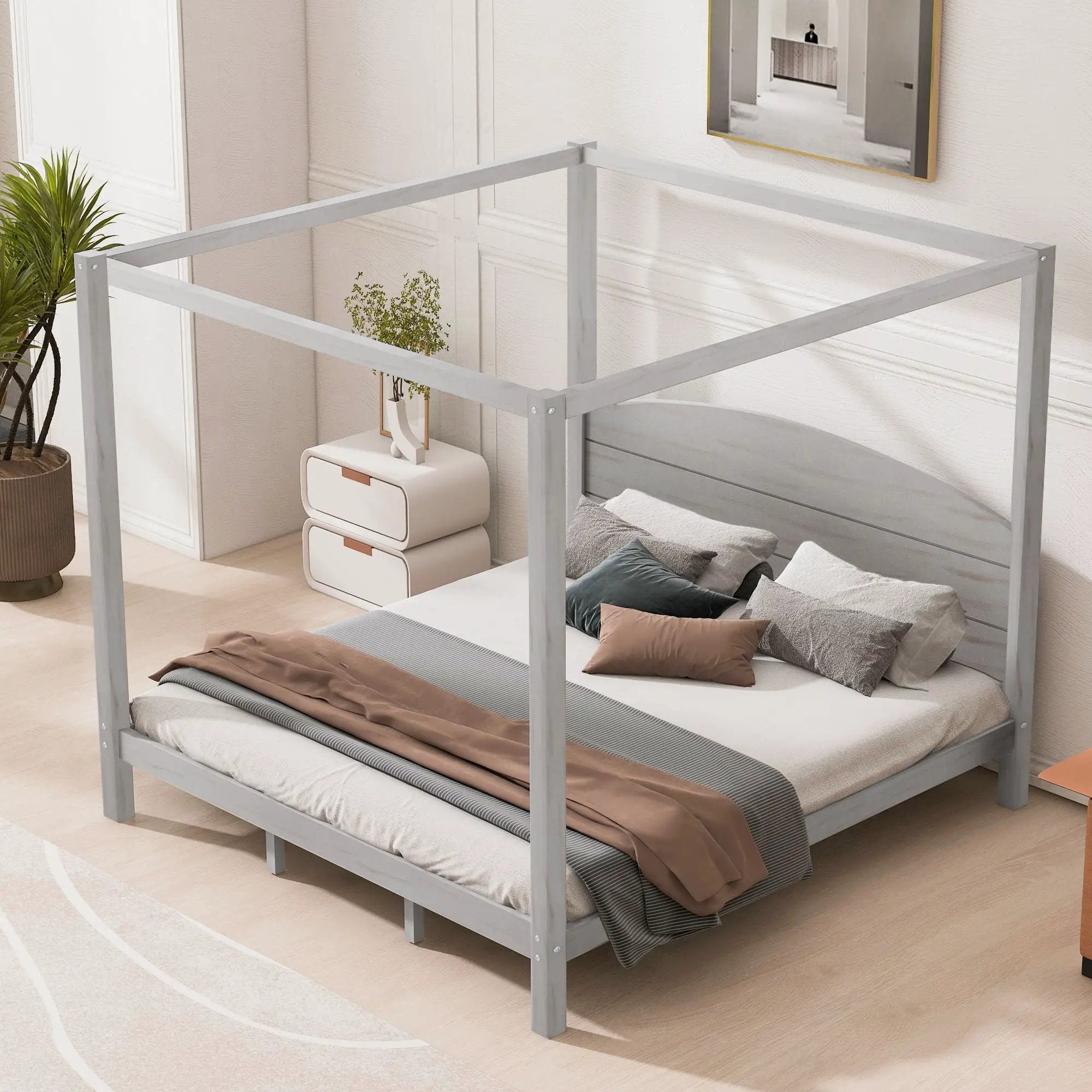anopy Platform Bed With Headboard And Support Legs by Unique Piece Furniture
