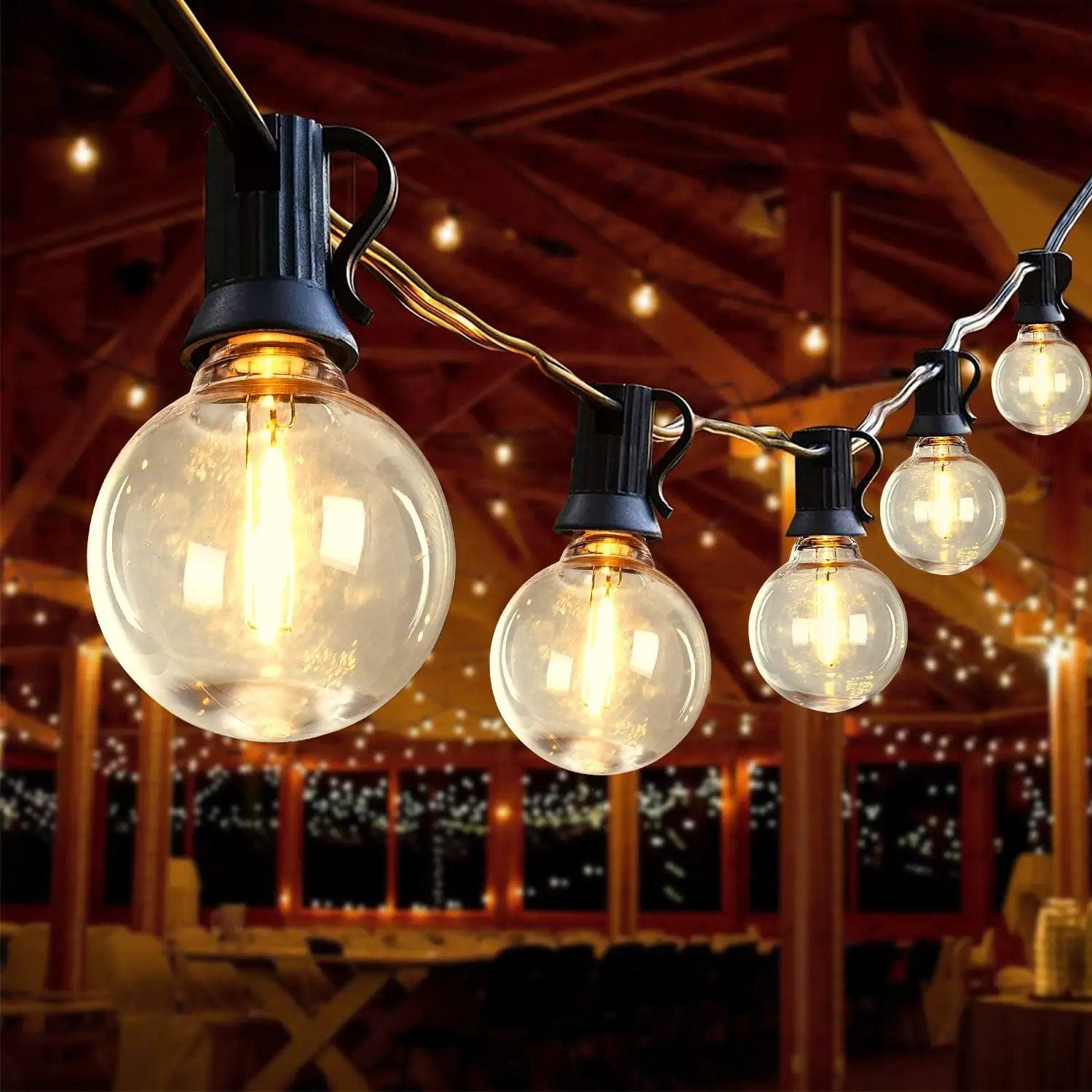 98FT LED Outdoor String Lights with 50 Shatterproof Bulbs by HouseOfZazla