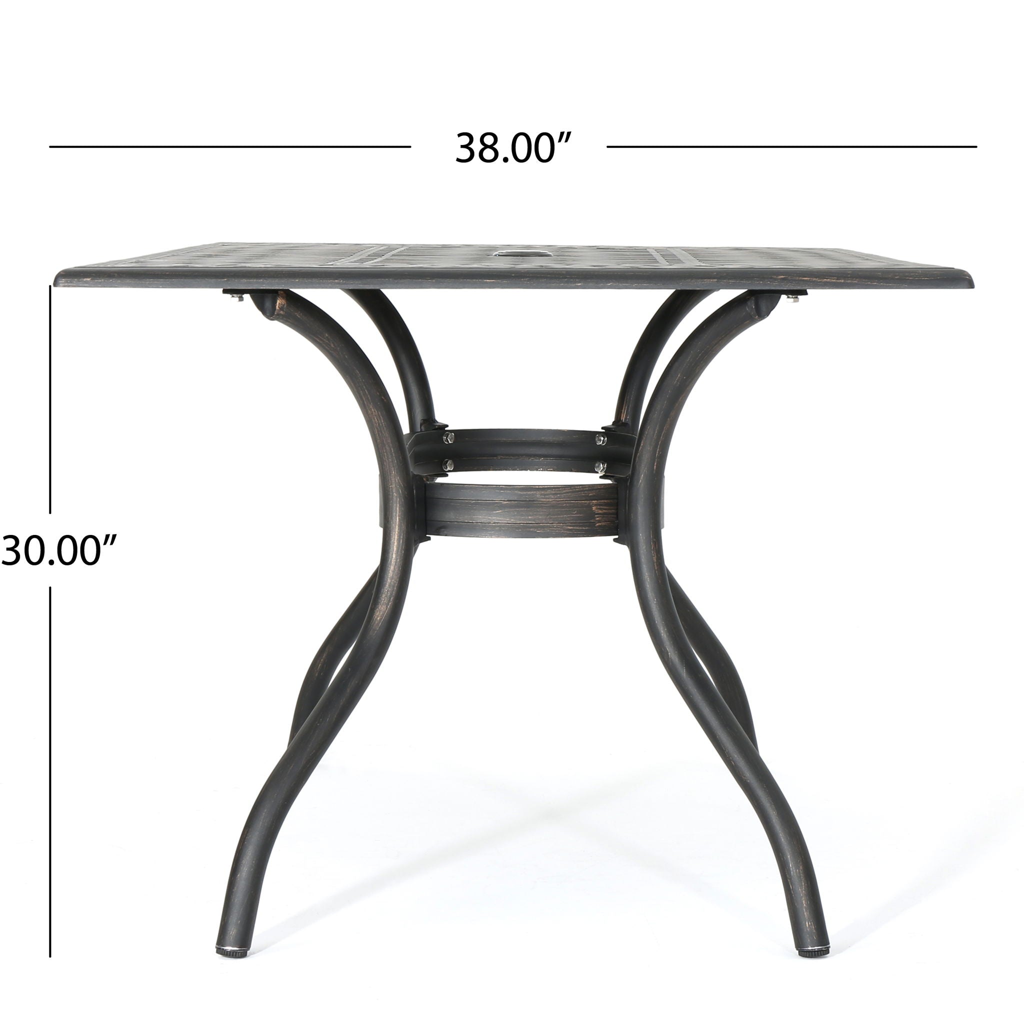 Enchantia Outdoor Rectangular Dining Table with Weave Tabletop and Flared Legs - Copper by HouseOfZazla