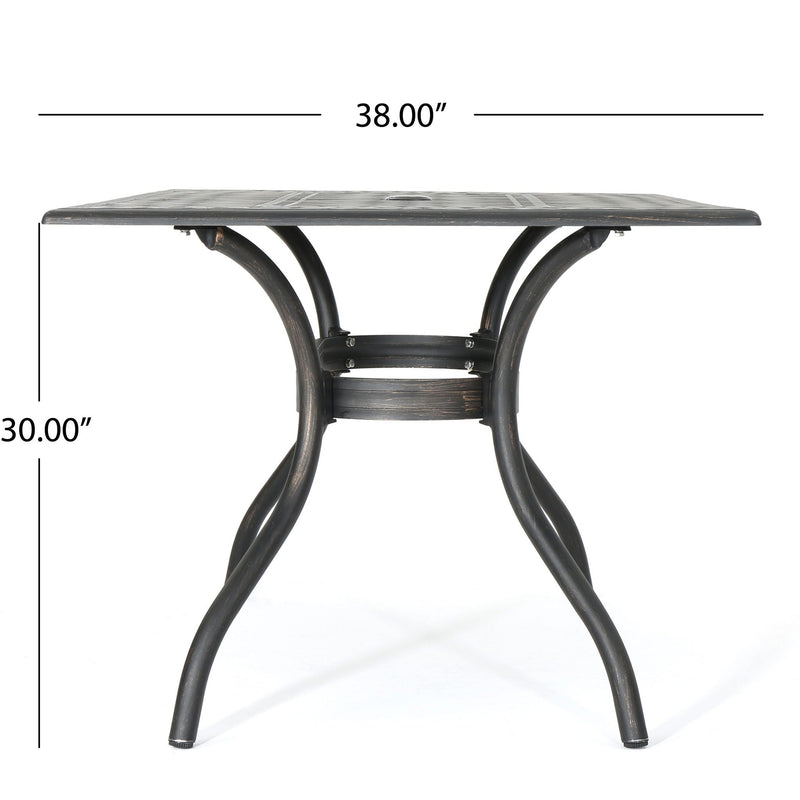 Enchantia Outdoor Rectangular Dining Table with Weave Tabletop and Flared Legs - Copper by HouseOfZazla