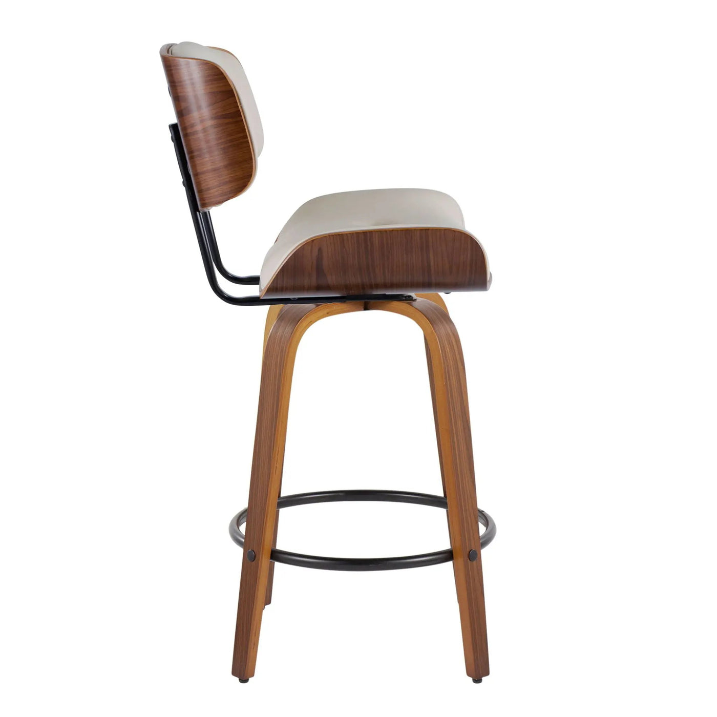 Lombardi - Mid-Century Modern Fixed Height Counter Stool With Swivel With Round Footrest (Set of 2) by HouseOfZazla
