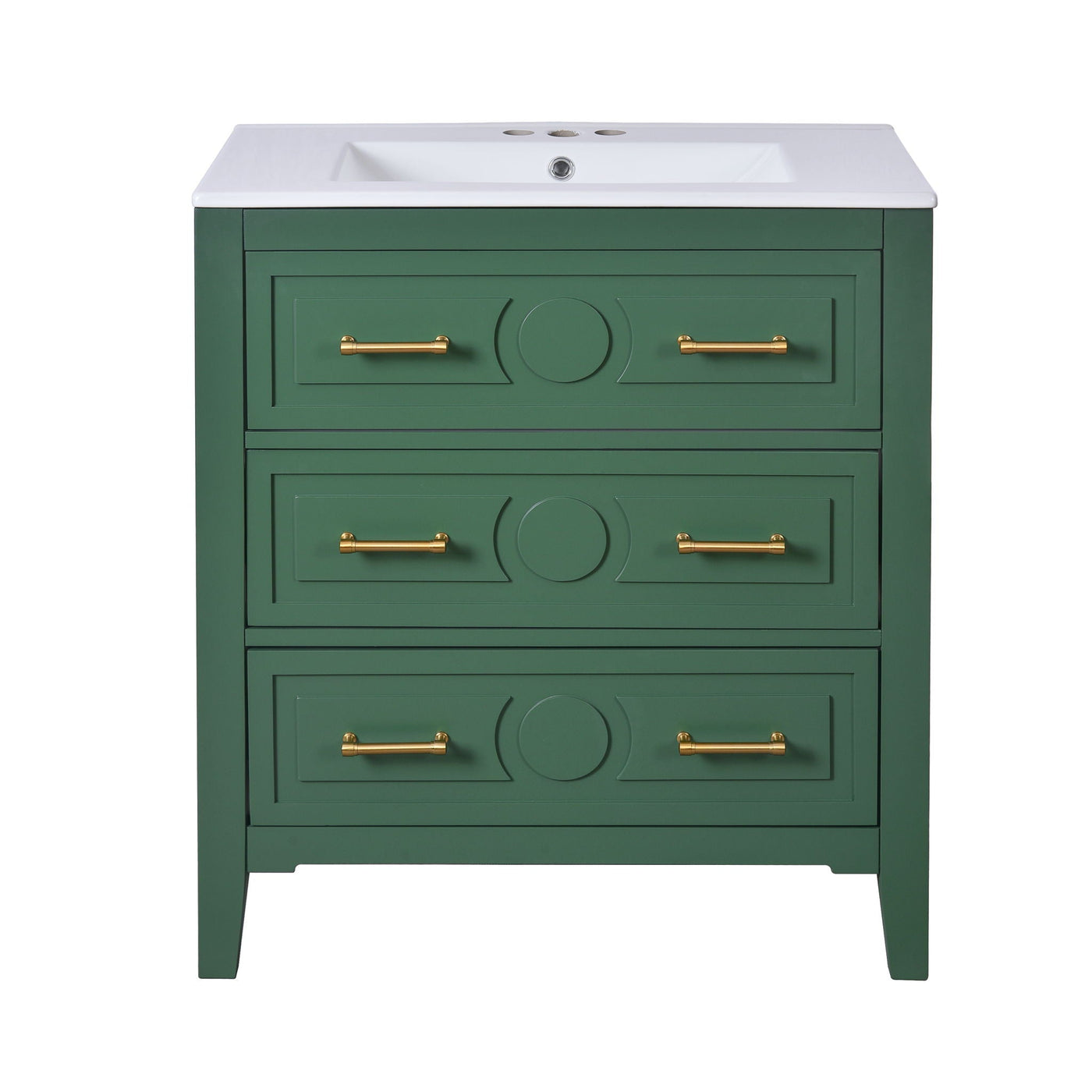 Retro Bathroom Vanity With Sink Combo, Free Standing Single Set With 3 Drawers